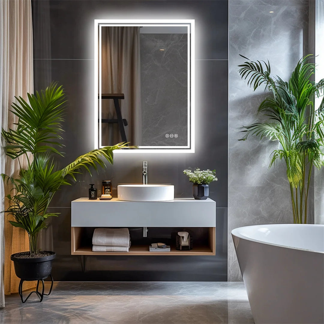 Luvodi Frameless Led Vanity Mirror With Anti Fog Touch Control
