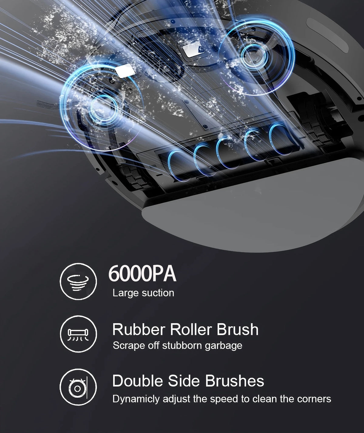 BOAIMORE Robot Vacuum Mop With 6000Pa Suction And Smart Mapping