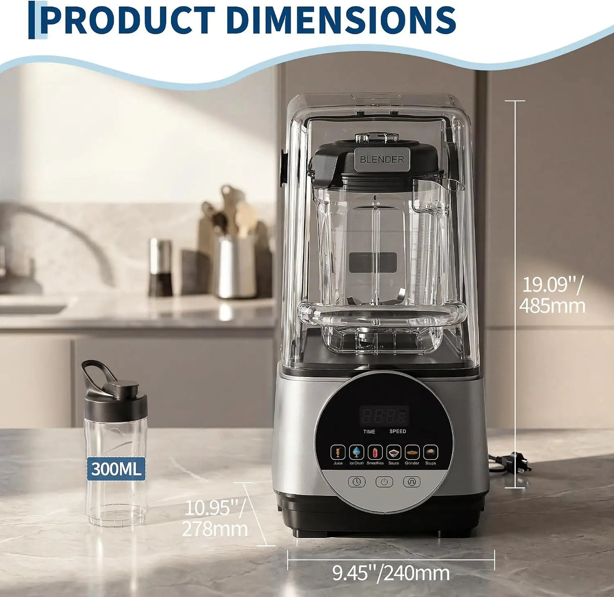 Tacleekii Commercial Countertop Blender With Smart Touch Interface