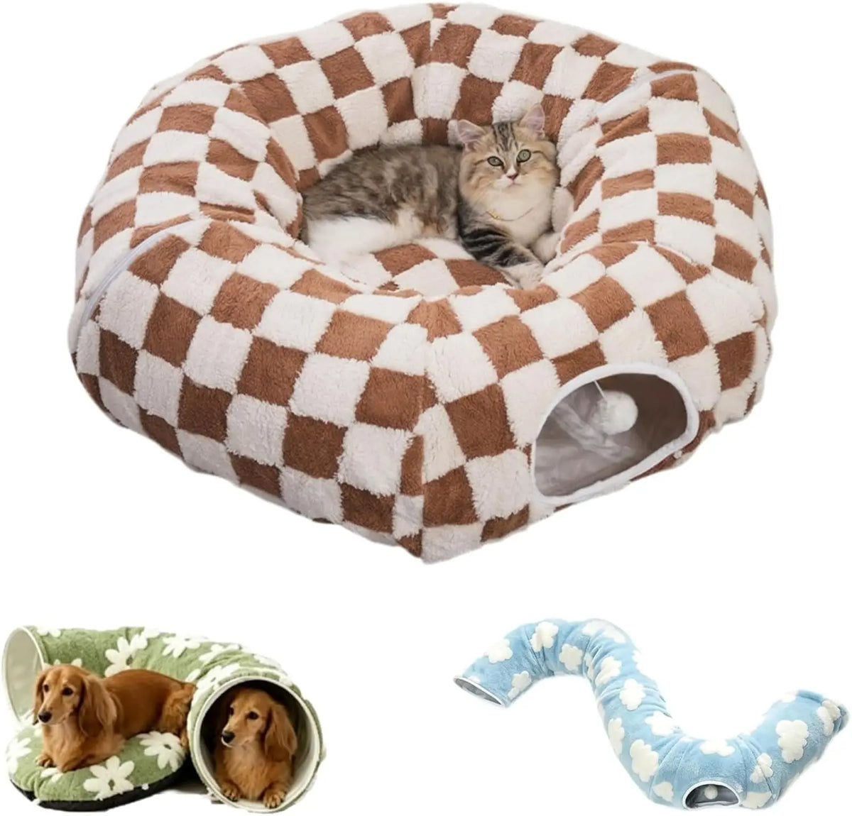 Floral Padded Foldable Tunnel Bed Designed For Dachshunds