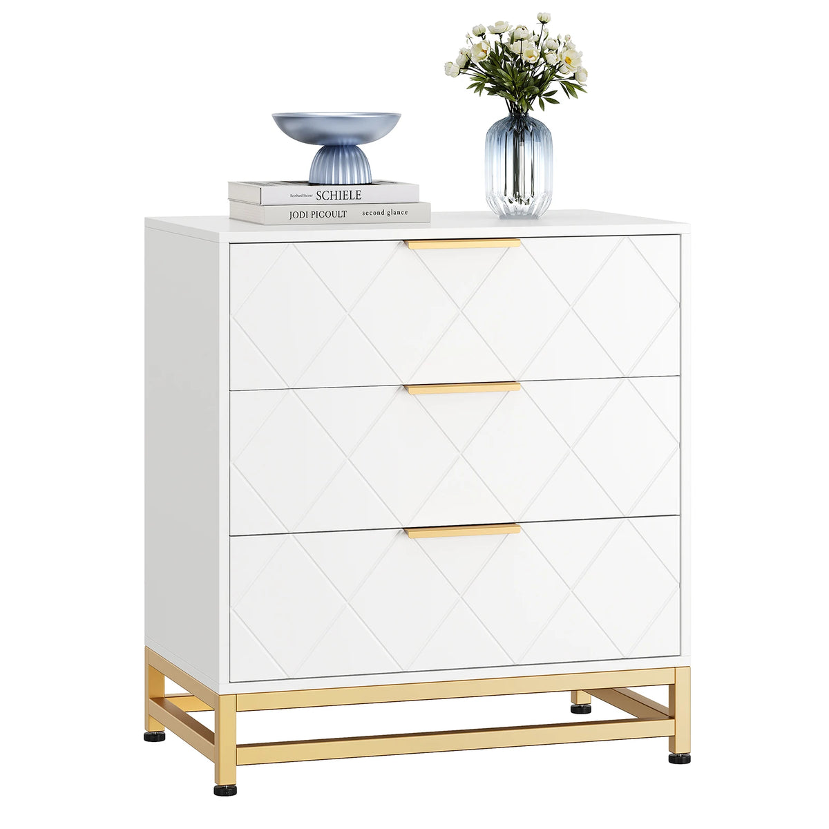 EliteZ Modern Three Drawers Bedroom Wooden Storage Dresser