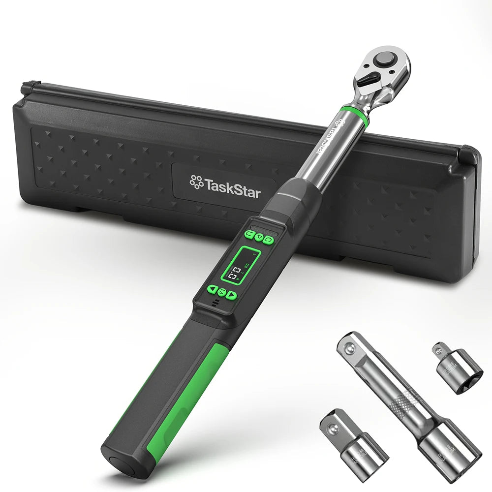 Taskstar Digital Torque Wrench With Preset Alarm And Reversible Ratchet
