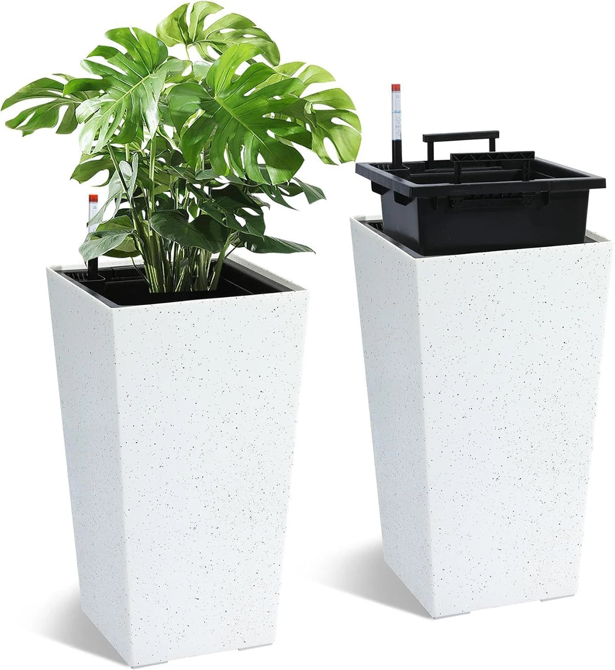 Twister.Ck Two Planters With Drainage Water Monitor For Indoor Outdoor
