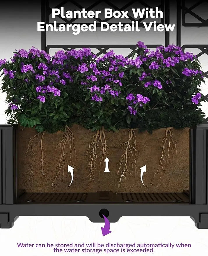 Vertical Panel Raised Garden Bed With Trellis For Climbing Plants