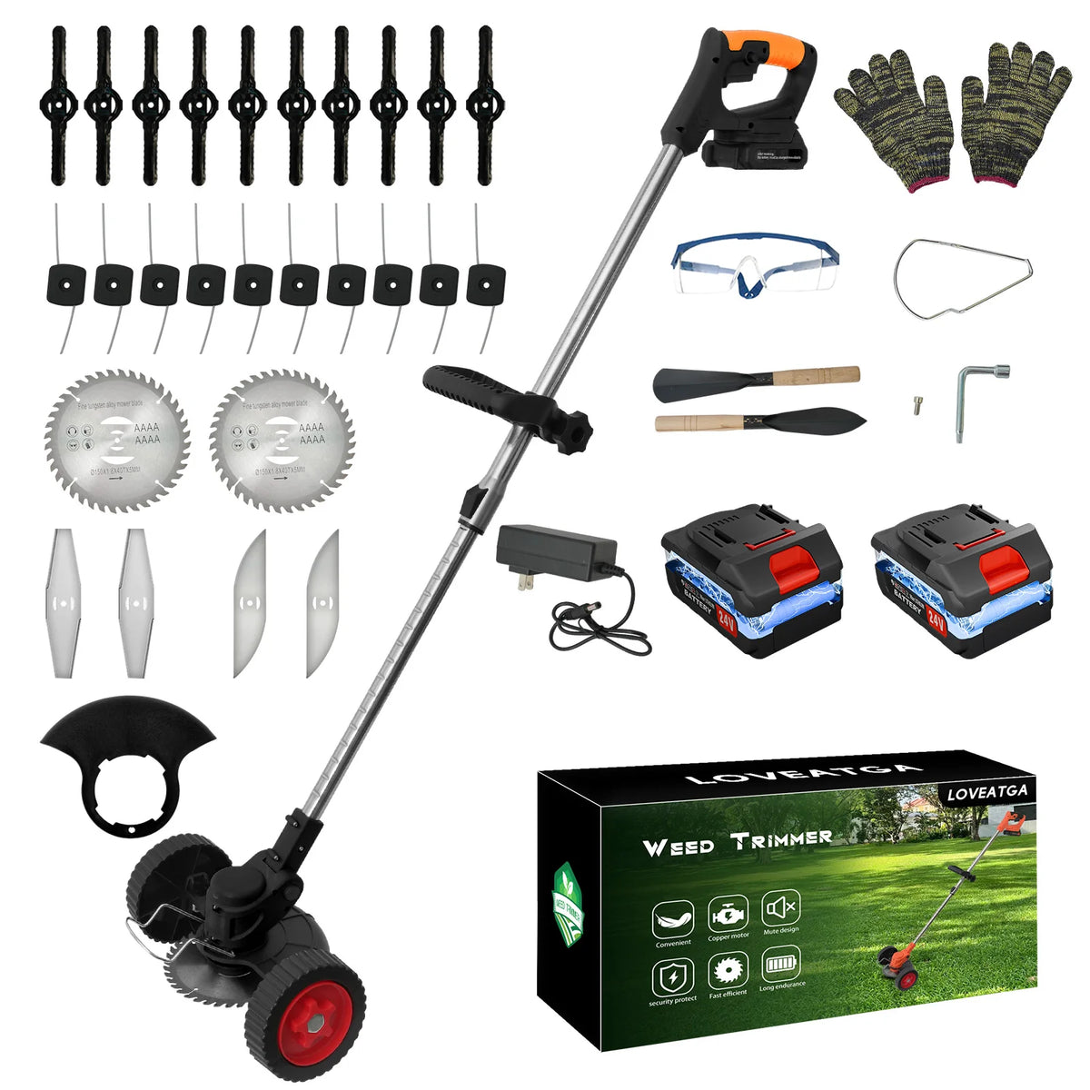 21V Cordless 3in1 Electric Lawn Mower Edger Brush Cutter Kit