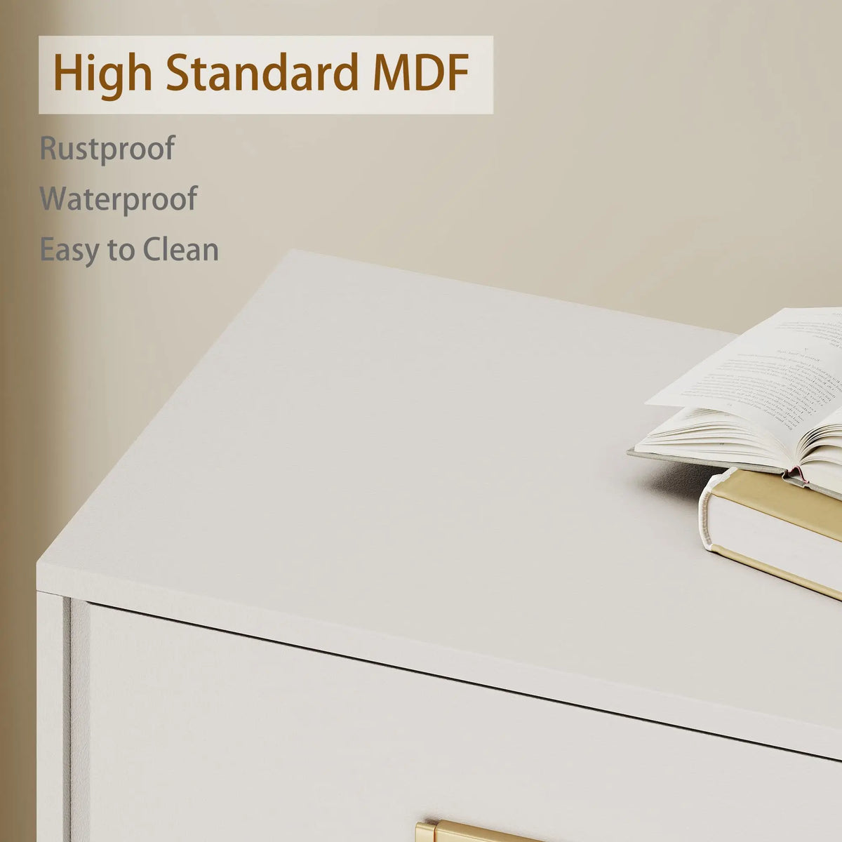 Modern Wooden Bedroom Chest Of Drawers With Elegant Beveled Finish
