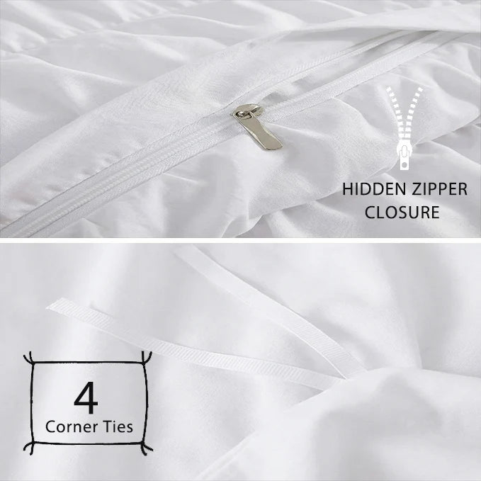 Soft Microfiber Ruffle Ruched Duvet Cover Set With Boho Charm
