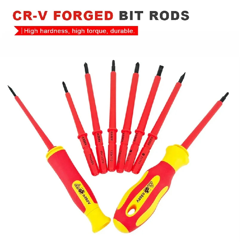 VDE Insulated Interchangeable Screwdriver Set With Magnetic Blades And Case