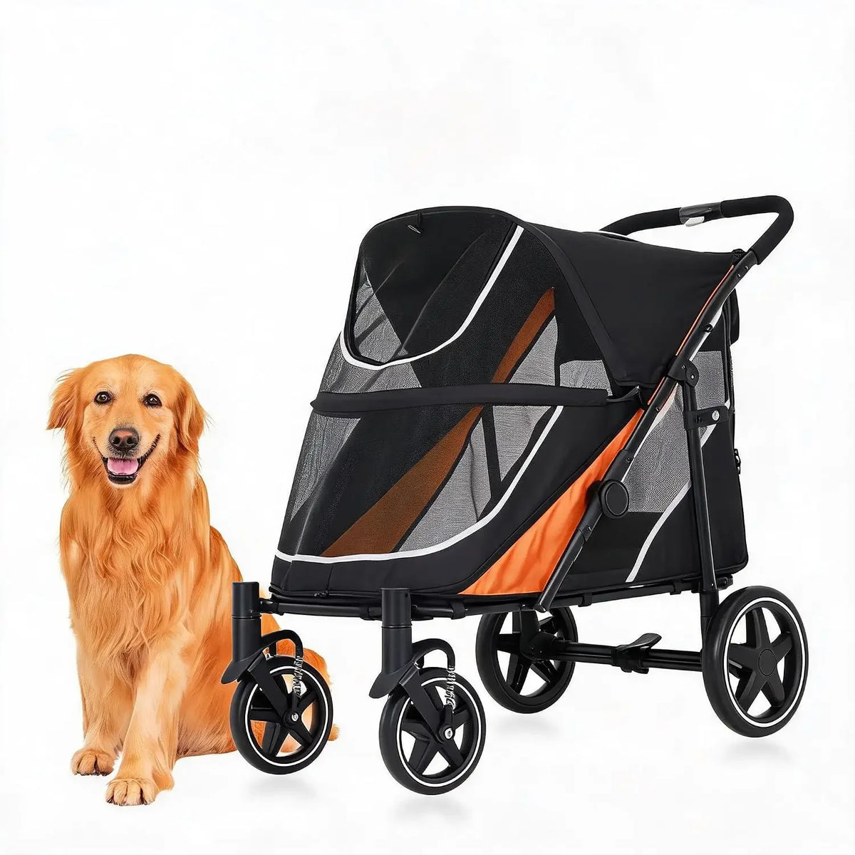 Garvee Heavy Duty Dog Stroller With Mesh And Storage Basket