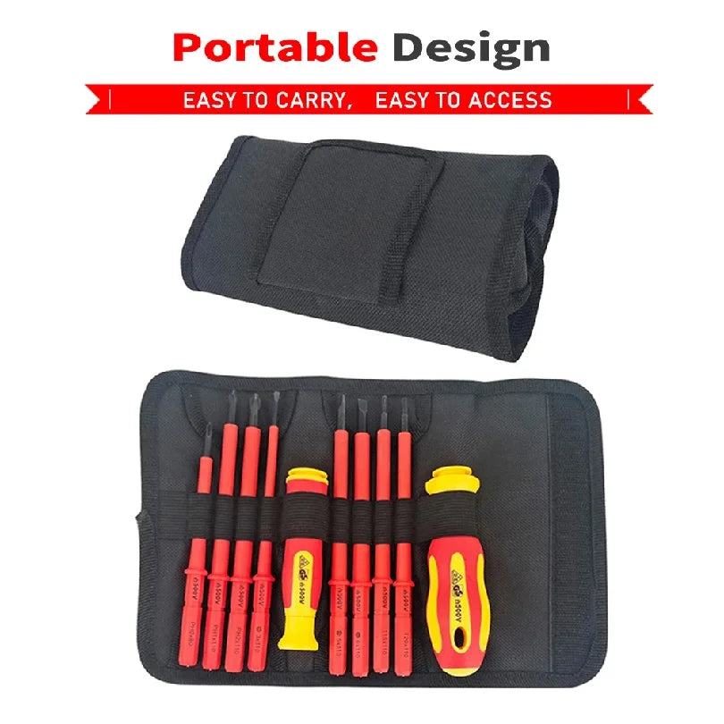 VDE Insulated Interchangeable Screwdriver Set With Magnetic Blades And Case