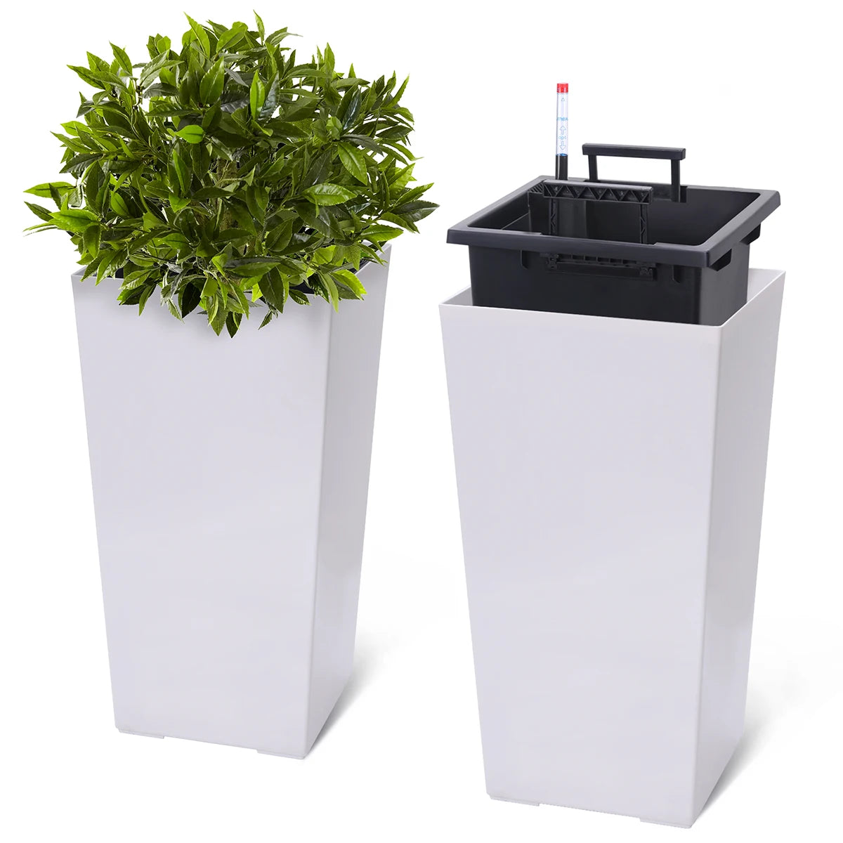 Twister.Ck Two Planters With Drainage Water Monitor For Indoor Outdoor