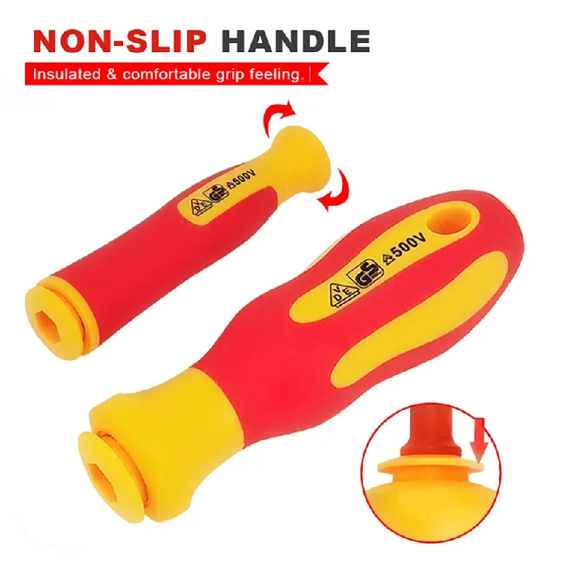 VDE Insulated Interchangeable Screwdriver Set With Magnetic Blades And Case