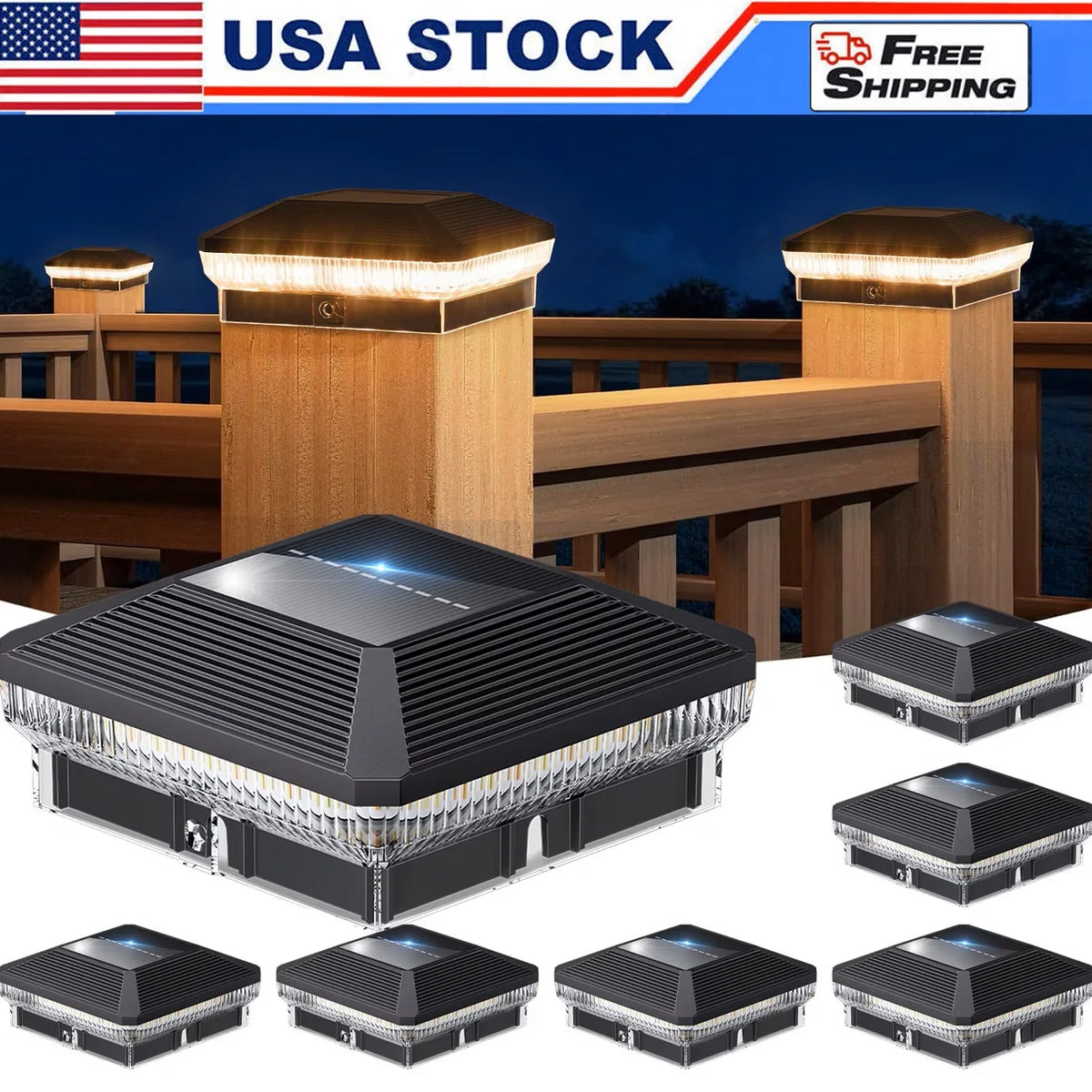 Solar Fence Post Lights with 40 LEDs and Multiple Modes