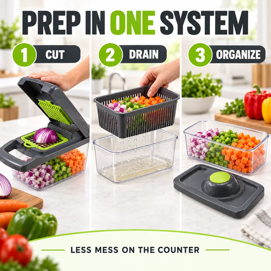 Multi Functional Vegetable Chopper With Interchangeable Stainless Steel Blades
