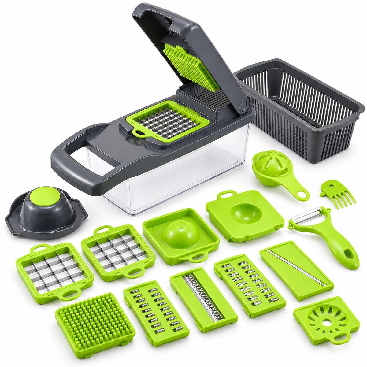 Multi Functional Vegetable Chopper With Interchangeable Stainless Steel Blades