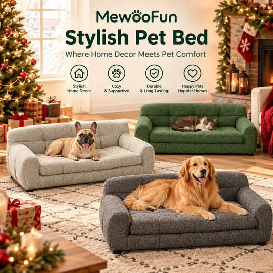 Breathable Linen Dog Sofa With Sturdy Backrest And Armrests