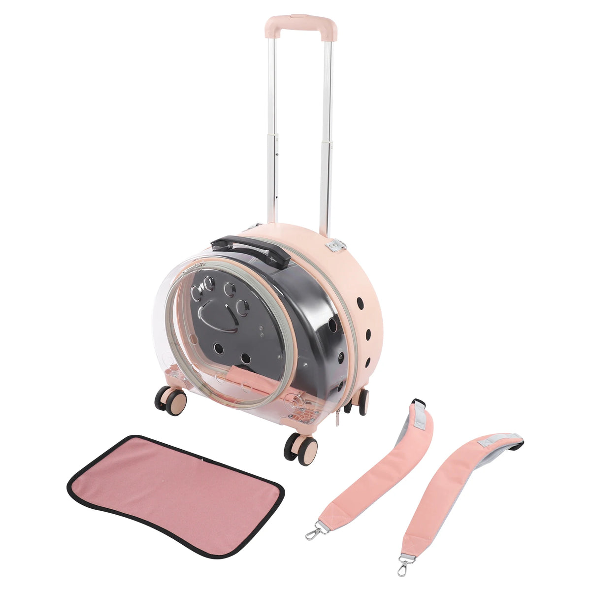 Clear Acrylic Wheeled Pet Travel Suitcase With Telescopic Handle