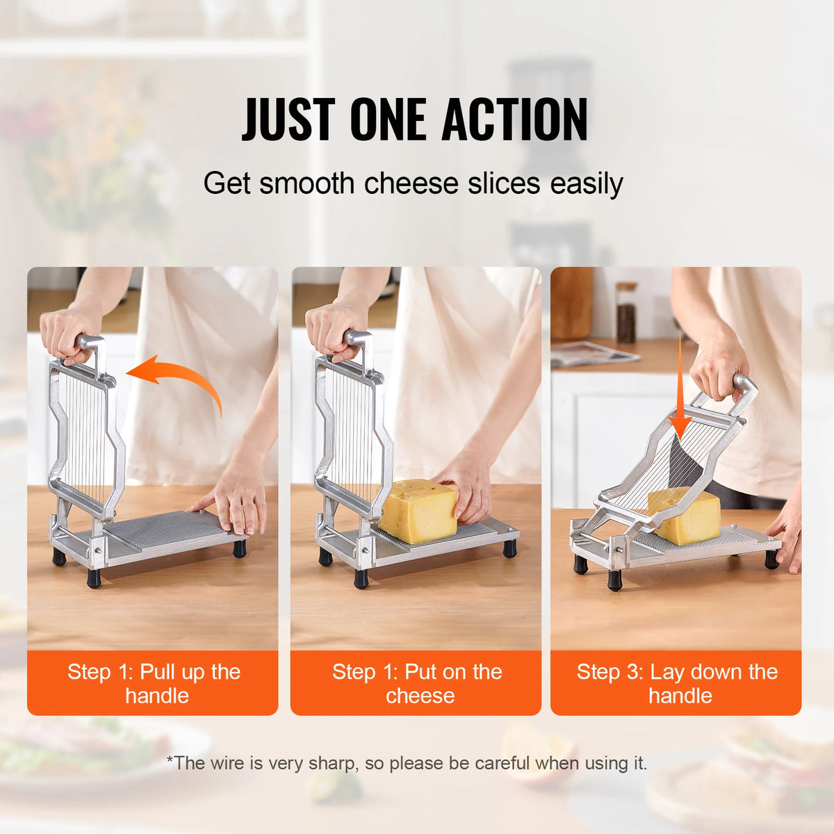 SucceBuy Aluminum Wire Cheese Slicer With Stainless Steel Blade