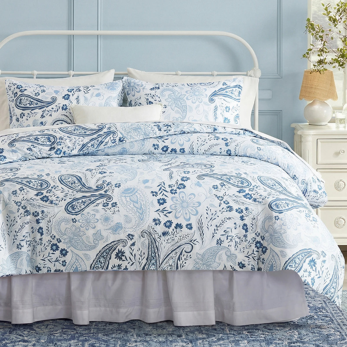 Vintage Floral Cotton Duvet Cover Set With Zipper Closure