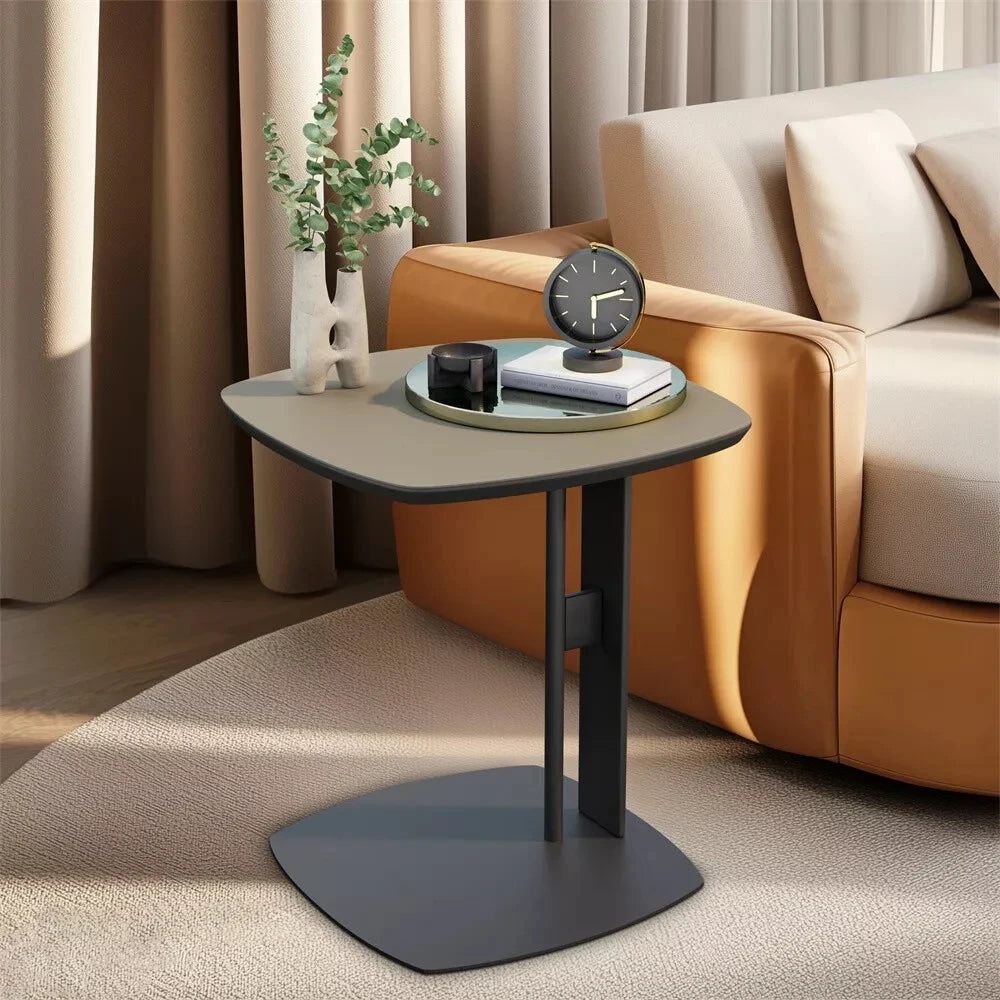 Wisfor Contemporary C Table Featuring Genuine Leather And Metal Frame