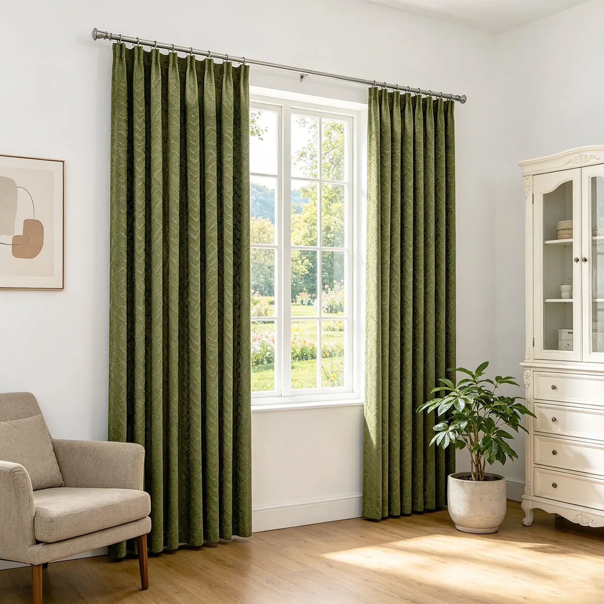Mountain Pattern Embossed Blackout Curtains With Thermal Insulation