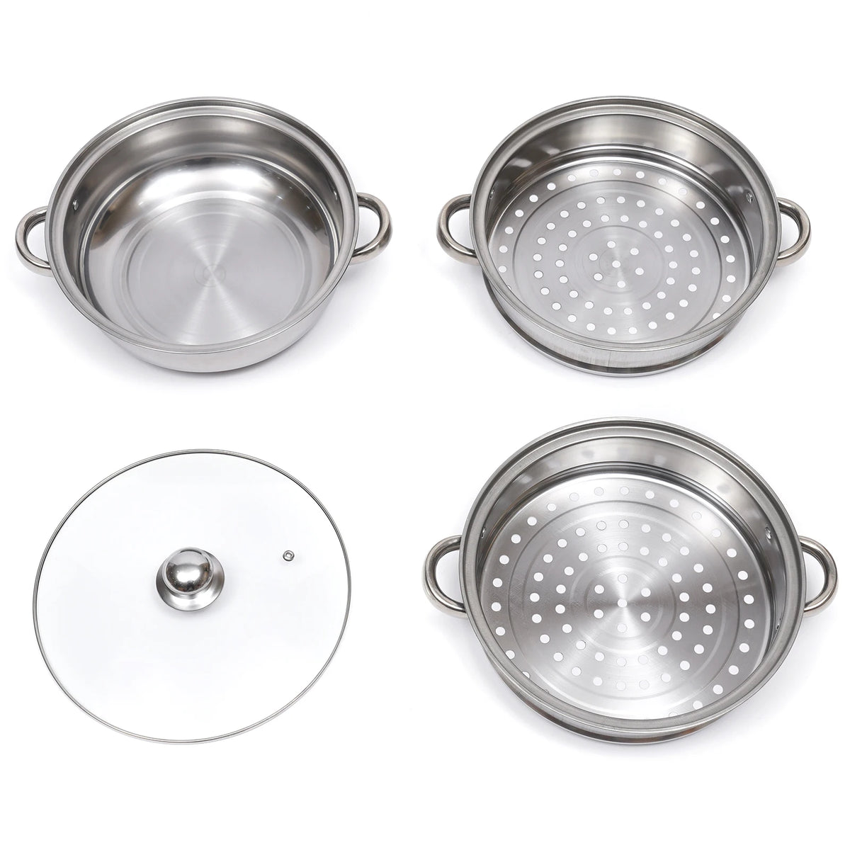 Bymaocar Stainless Steel Three Tier Food Steamer With Lid