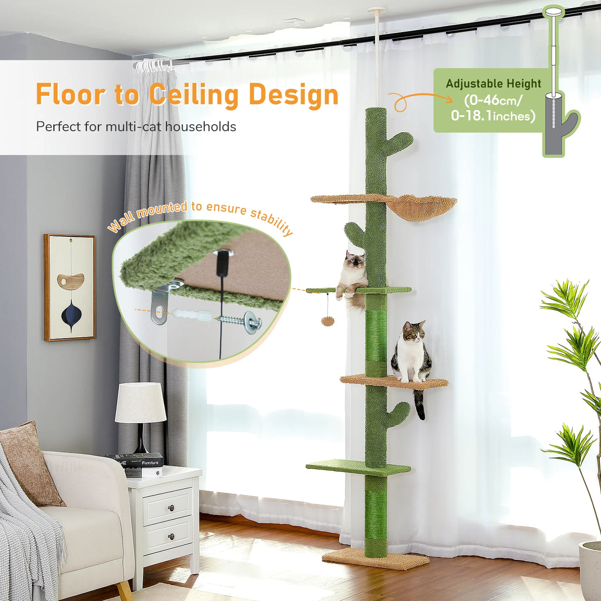 PAWZ Road Cactus Cat Tree With Hammock And Scratching Post