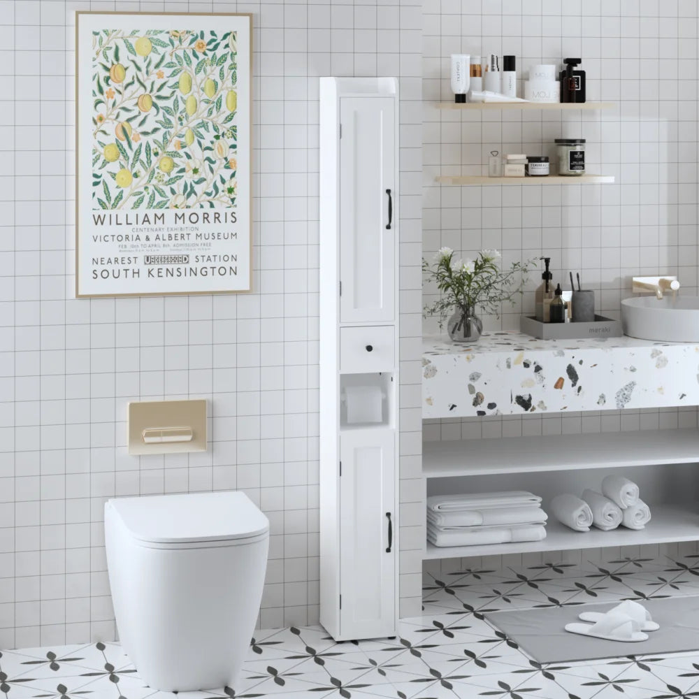 Orraves Slim Freestanding Bathroom Cabinet With 2 Doors
