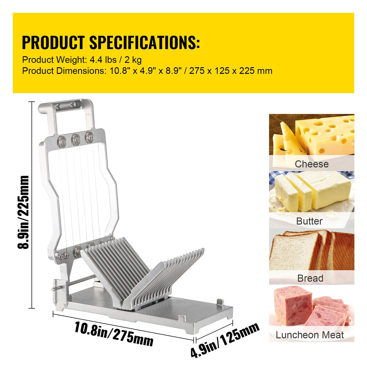 SucceBuy Aluminum Wire Cheese Slicer With Stainless Steel Blade