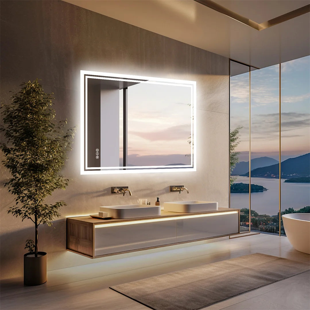 Luvodi Frameless Led Vanity Mirror With Anti Fog Touch Control