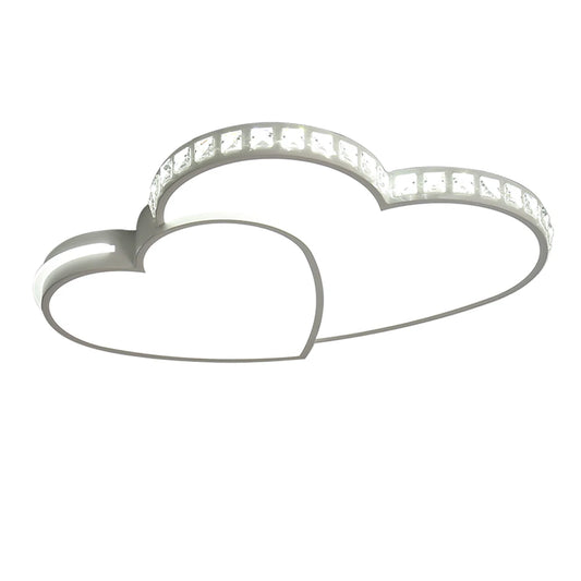 Heart Shaped Crystal LED Flush Mount Ceiling Light for Bedrooms