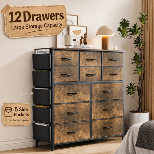 Anixol 12 Drawer Dresser With Wood Top Steel Frame Cabinet