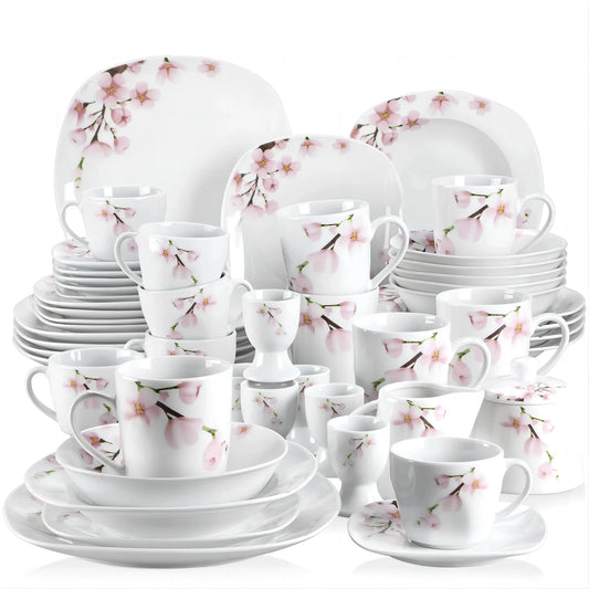 Malacasa 100-Piece Porcelain Dinnerware Set Elegant Ceramic Tableware
