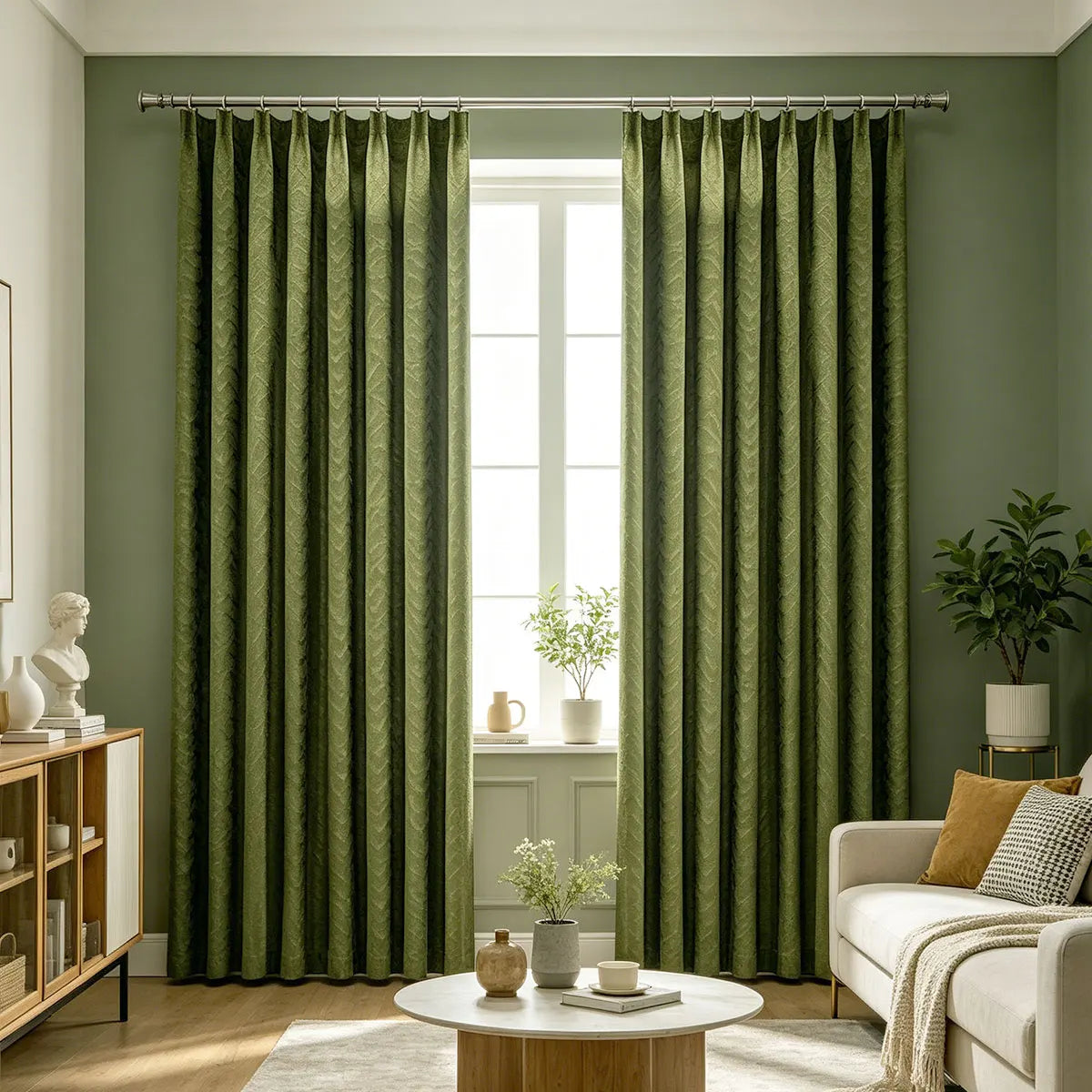 Mountain Pattern Embossed Blackout Curtains With Thermal Insulation