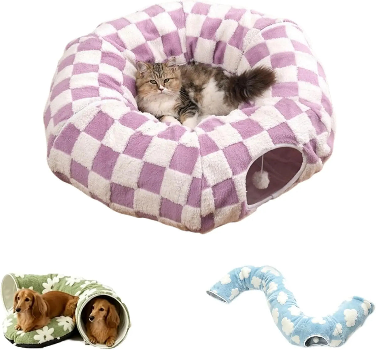 Floral Padded Foldable Tunnel Bed Designed For Dachshunds