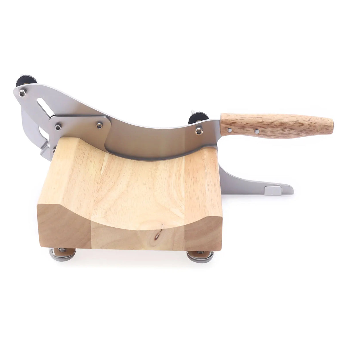 Heavy Duty Manual Kitchen Herb Slicer With Rubber Wood Base