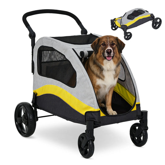Heavy Duty Extra Large Collapsible Dog Stroller With Mesh Windows