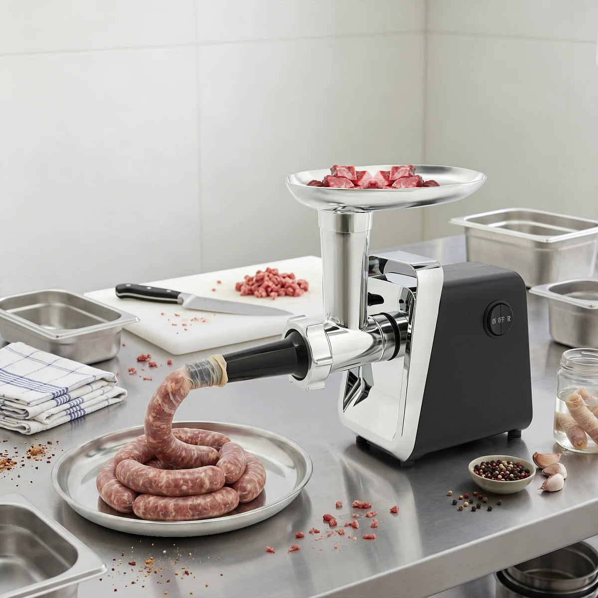 Bymaocar Electric Meat Grinder With 3 Blades And Sausage Attachment