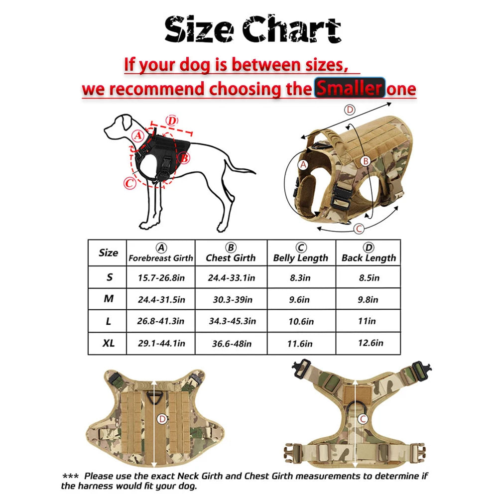 PETRAVEL Tactical Dog Harness and Leash Set for Training and Walks