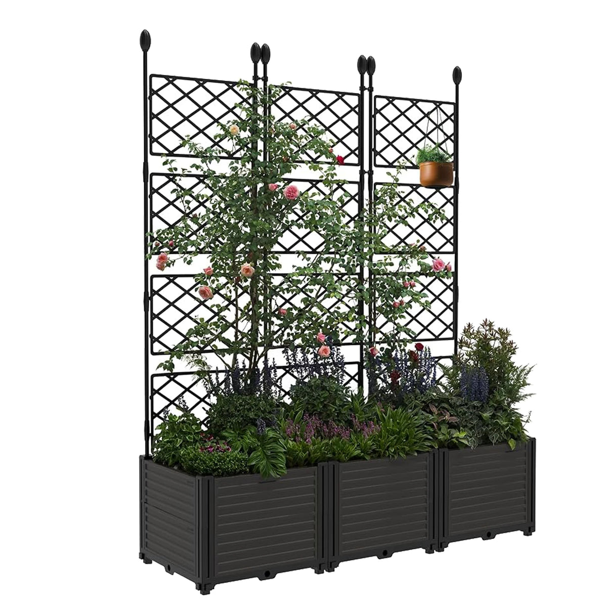 Vertical Panel Raised Garden Bed With Trellis For Climbing Plants