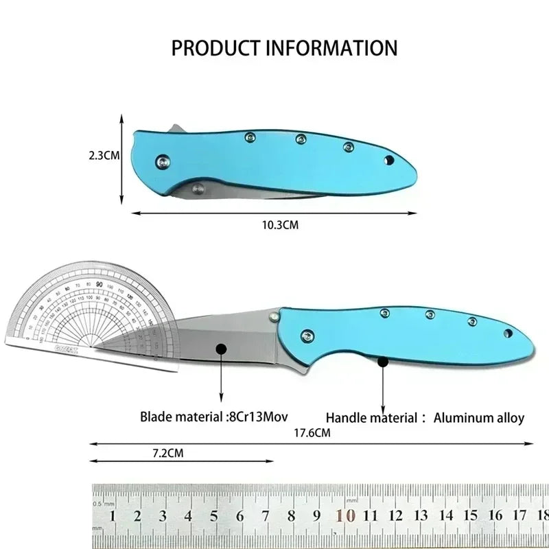KS Leek Aluminum Folding Knife 8Cr13Mov Blade Glass Breaker