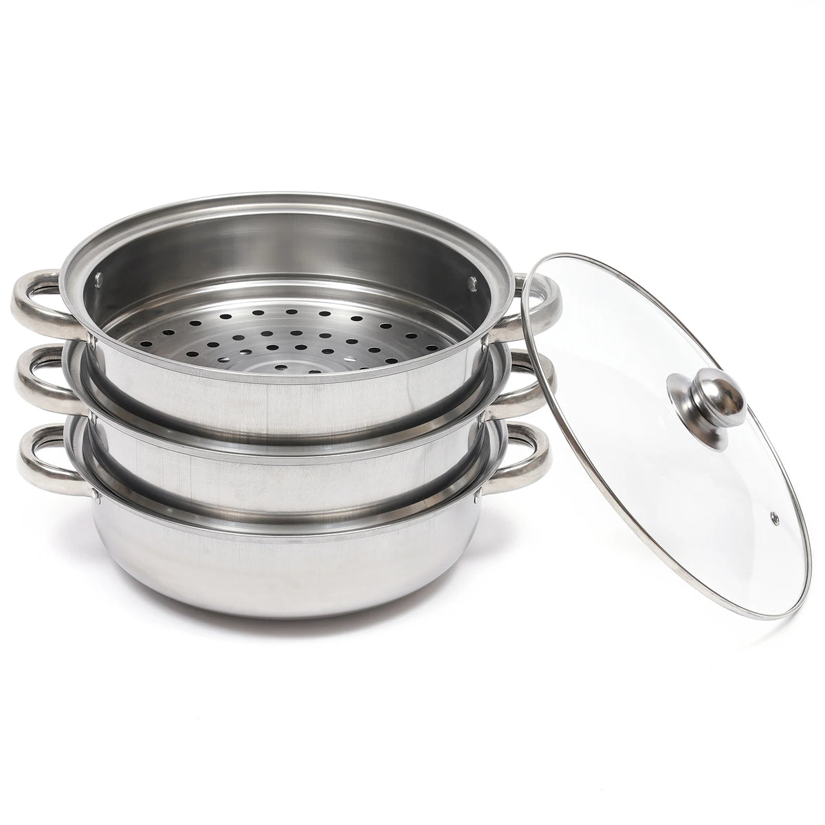 Bymaocar Stainless Steel Three Tier Food Steamer With Lid