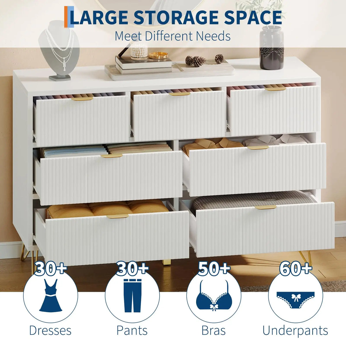 HiMiss Contemporary Seven Drawer Wooden Storage Cabinet