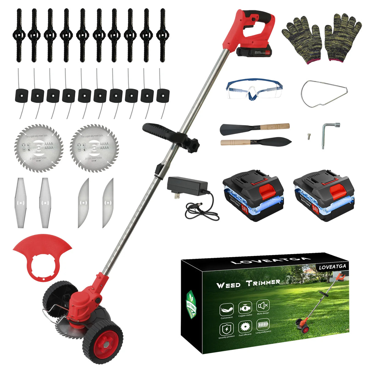 21V Cordless 3in1 Electric Lawn Mower Edger Brush Cutter Kit