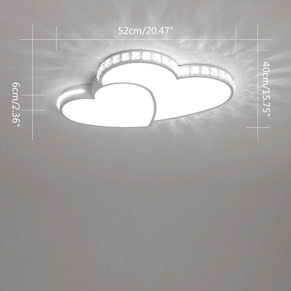 Heart Shaped Crystal LED Flush Mount Ceiling Light for Bedrooms