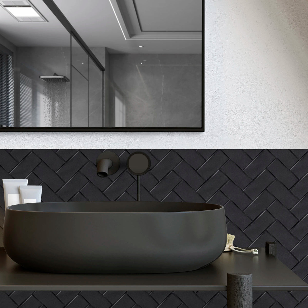 Vividtiles Peel And Stick Herringbone Waterproof Wall Tiles