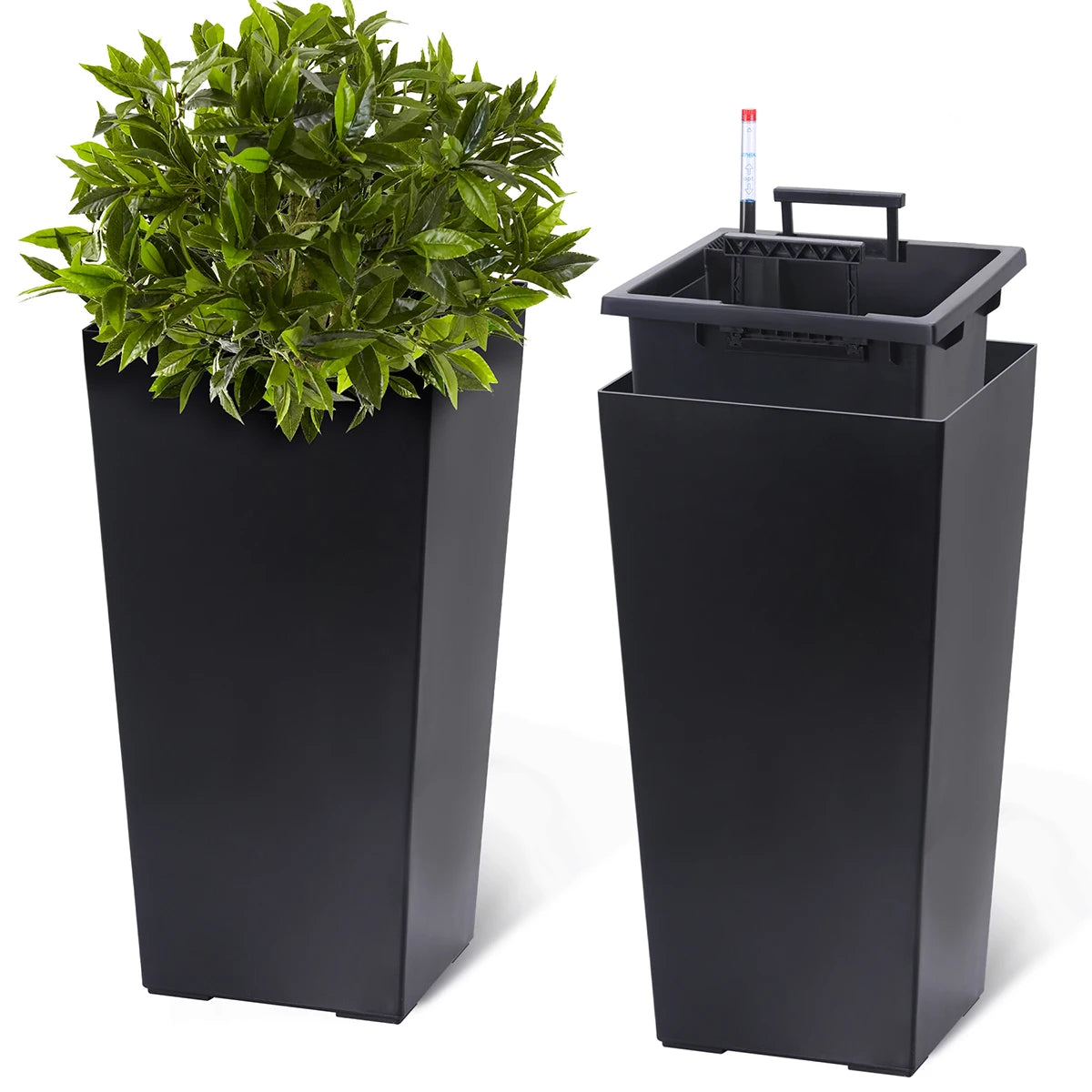 Twister.Ck Two Planters With Drainage Water Monitor For Indoor Outdoor