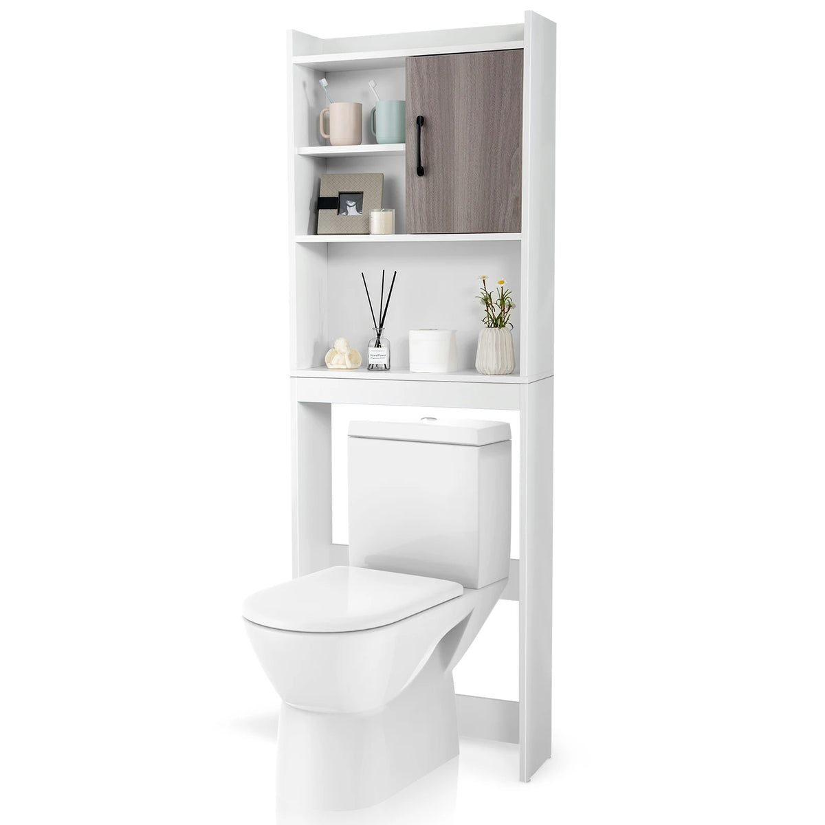 HOMASIS Over The Toilet Storage Cabinet With Shelves And Door