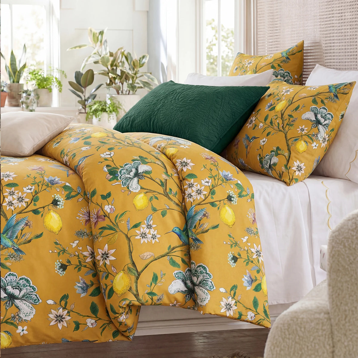 Vintage Floral Cotton Duvet Cover Set With Zipper Closure