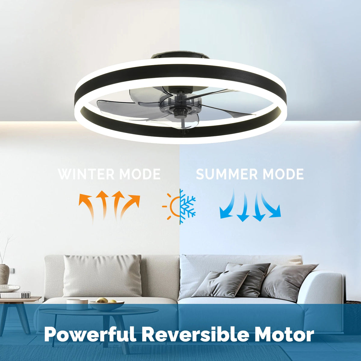 Orison Dimmable LED Ceiling Fan With Remote Control Flush Mount